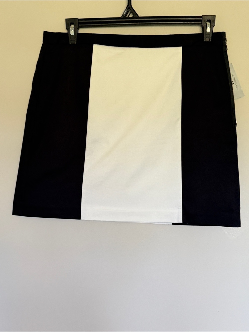 Black and White Skirt with Silver side Zipper